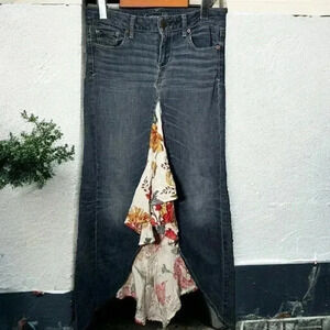 Vintage Y2K denim reworked patchwork denim  maxi skirt 4/6